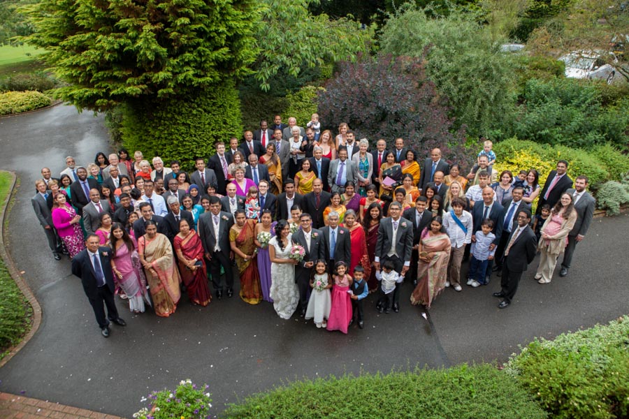 group photo of wedding guests
